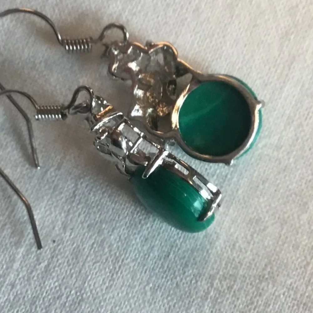 NWOT. Sterling Silver Malachite Type Earrings